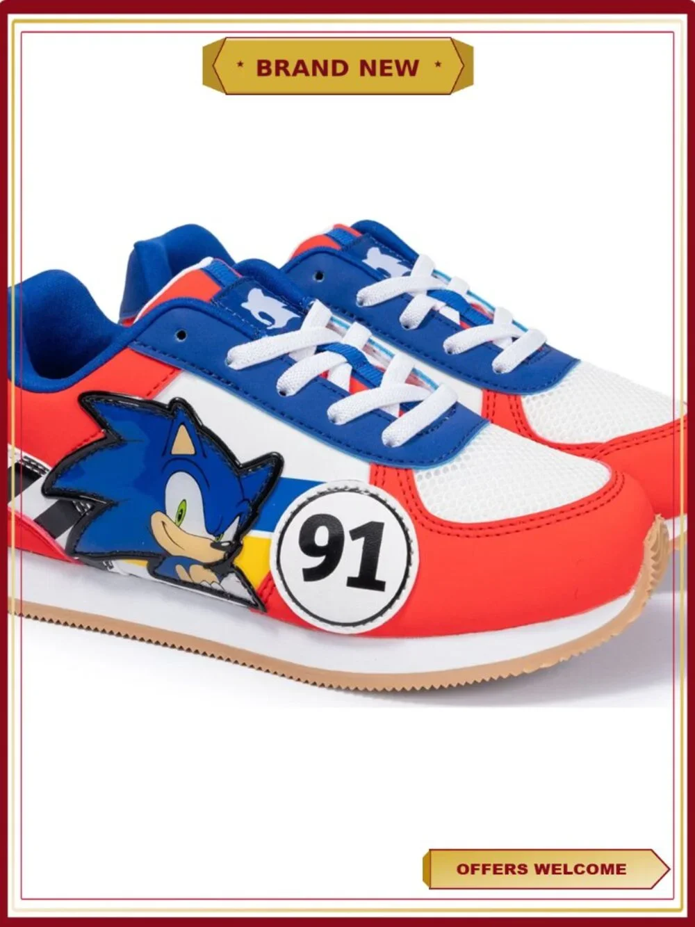 Sonic Boys Athletic Runner Sneakers Mesh PU Lace Up